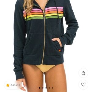 Aviator Nation Charcoal Hoodie with Gold Accents